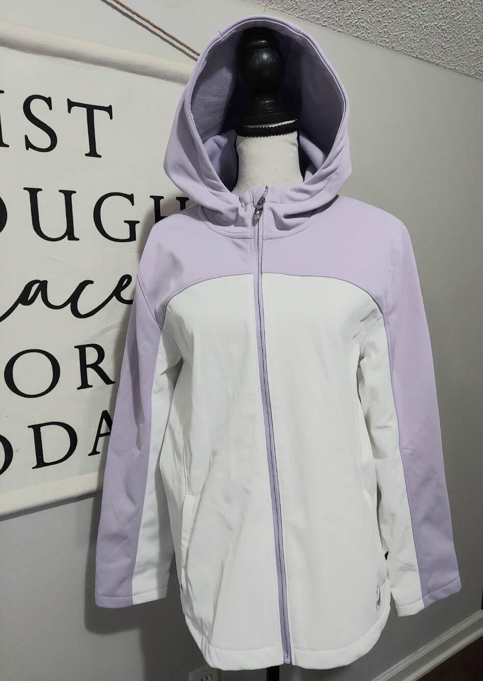 Spyder Women's Full Zip Hooded Jacket Pastel Lilac White Colorblock Size Large L